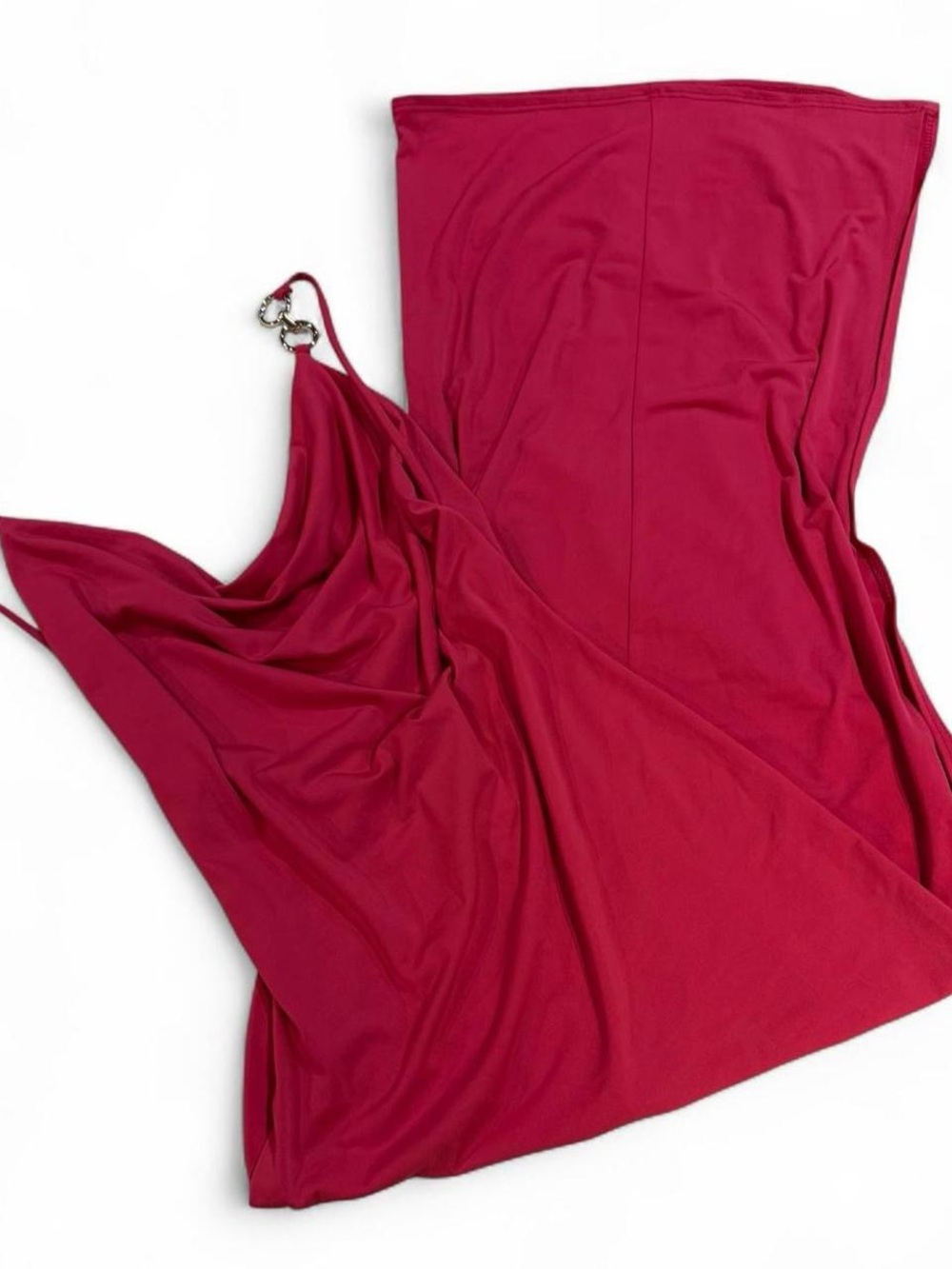 Pink Fitted Cowl Neck Maxi Strap Open Back Dress